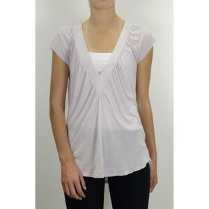 Pegah Anvarian Ruched Deep V-neck Jersey Top 6/M